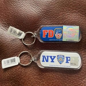 SET OF NYPD & FDNY KEYCHAINS. Brand new